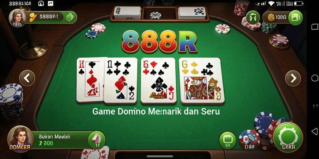 Tampilan gameplay seru di 888R saat bermain Domino.