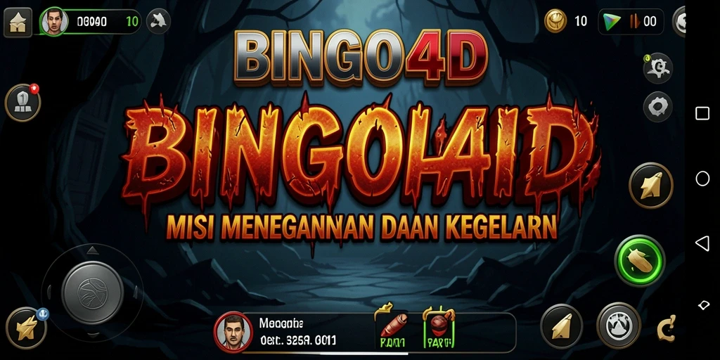 Screenshot gameplay BINGO4D menunjukkan suasana mencekam dengan hantu menyeramkan.
