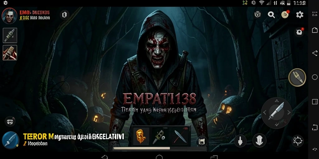 Screenshot gameplay EMPATI138 dengan suasana yang menyeramkan dan menegangkan.