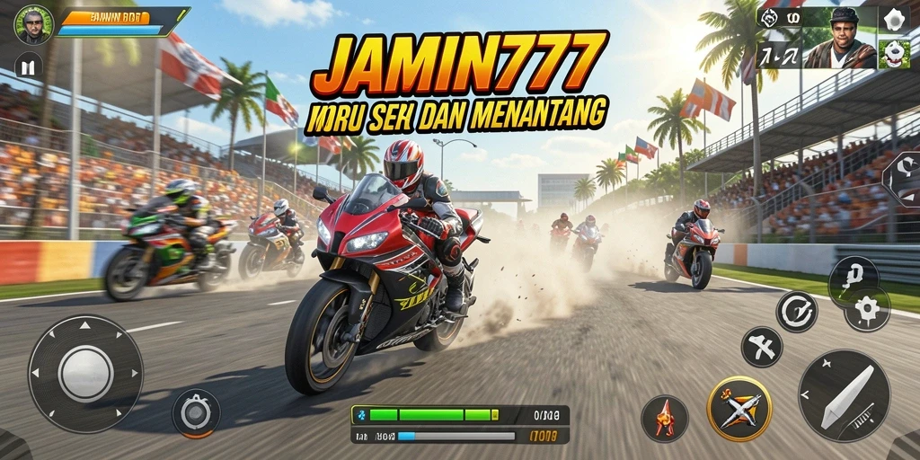 Screenshot menarik dari gameplay balapan motor di JAMIN777.