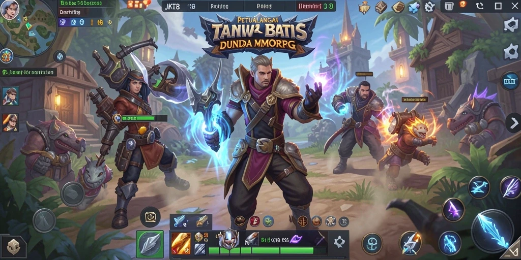 Screenshot gameplay JKT8 menampilkan pertarungan epik dalam dunia MMORPG.