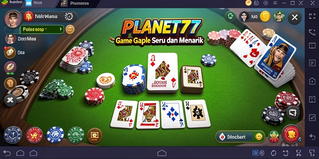 Tampilan gameplay Gaple yang seru dan interaktif di PLANET77.