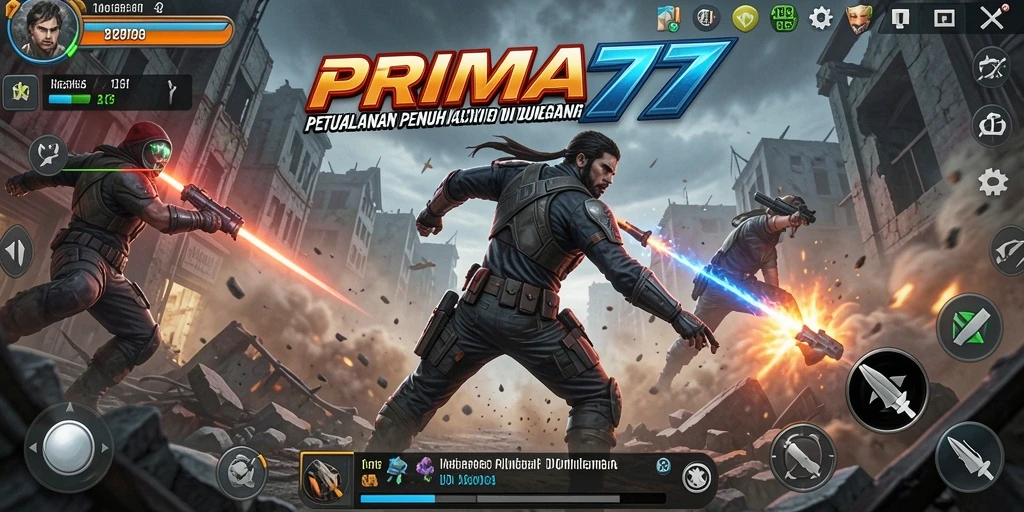 Tampilan gameplay mendebarkan dari PRIMA77 dengan aksi intens.