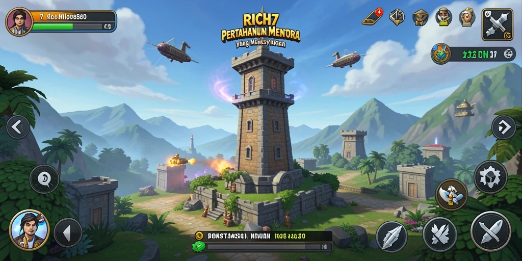 Screenshot menampilkan gameplay strategis Tower Defense yang mendebarkan.