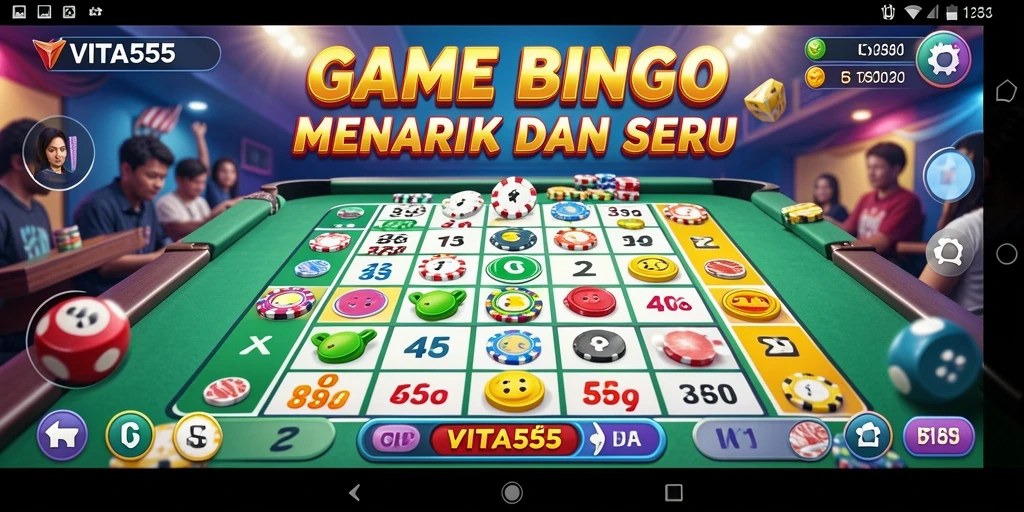 Screenshot dari gameplay VITA555 menampilkan suasana permainan Bingo yang seru.